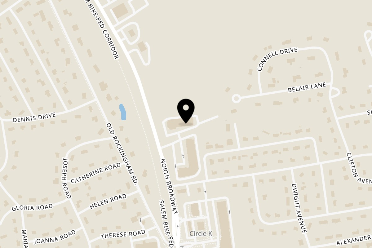 Map showing the location of The Colosseum Restaurant on 264 North Broadway in Salem